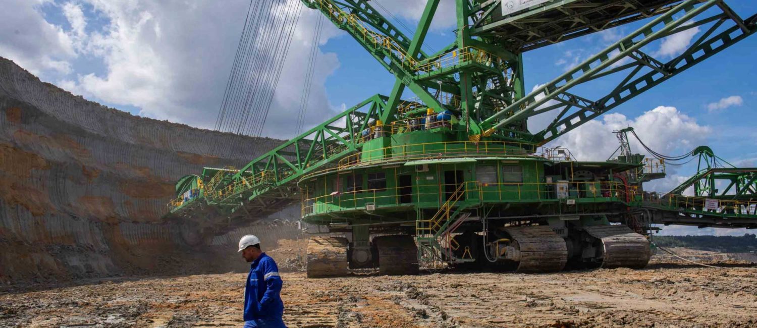 Huge excavator machines are used to explose the lignite deposits, digging less than a mile from both the Czech and German borders.